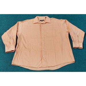 Unlisted Kenneth Cole Orange Striped Regular Fit Dress Shirt Size XL 17 - 32-33